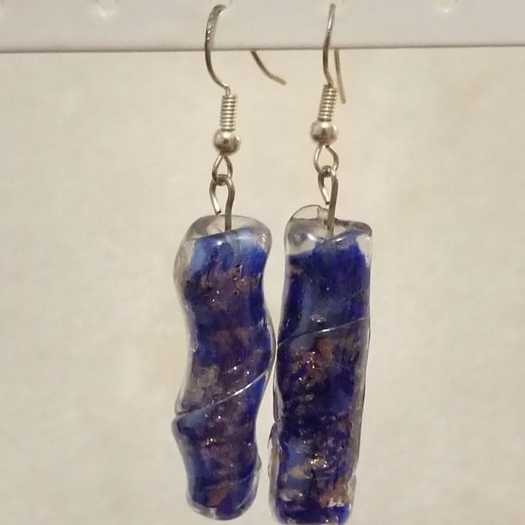 Lampwork Earrings Handmade Blue & Purple - Picture 3 of 3